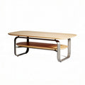 Salontafel van hout met metalen onderstel 120 x 60 x 45cm bruin en grijs