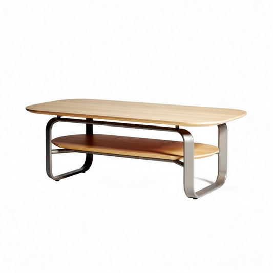 Salontafel van hout met metalen onderstel 120 x 60 x 45cm bruin en grijs