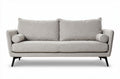 Lichte grijze bank 180 x 85 x 80cm met kussenarmleuningen en metalen poten