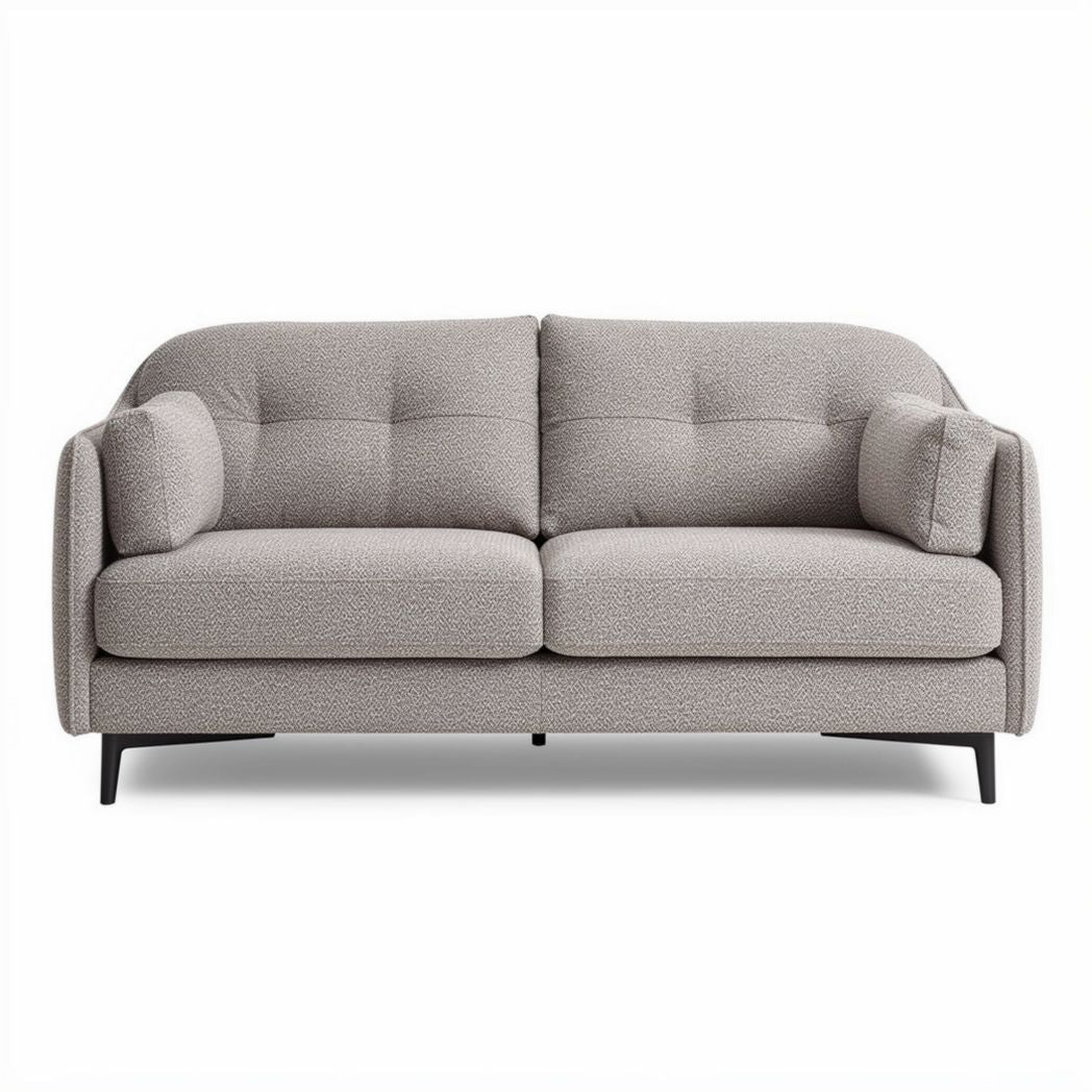 Tweekleurige stoffen bank met ronde vorm en kussens 190 x 90 x 80cm