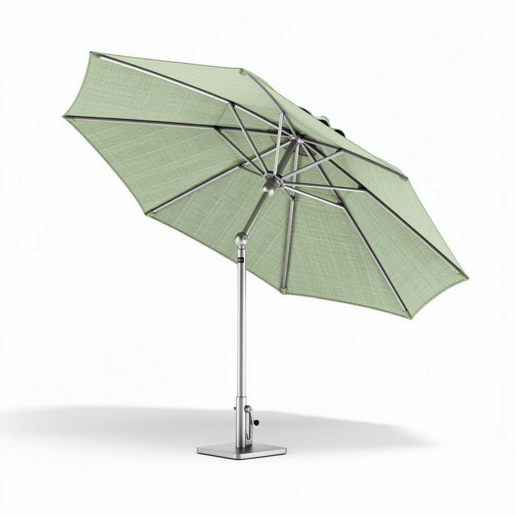 Parasol met een diameter van 200 cm in lichtgroene kleur met aluminium voet