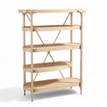 Eikenhouten open boekenkast met gouden metalen frame 90 x 40 x 120cm