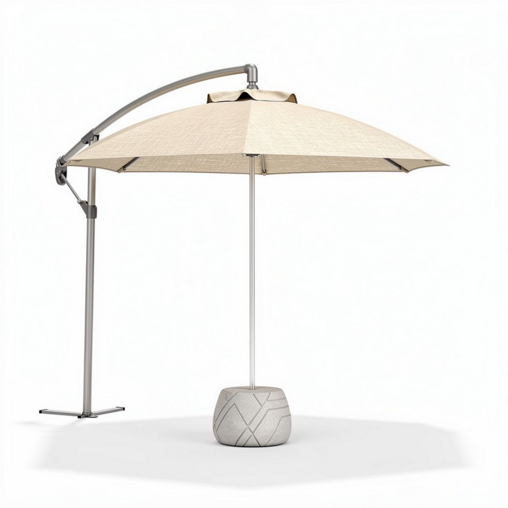 Parasol met betonnen voet van 300 x 300 x 250 cm in beige kleur