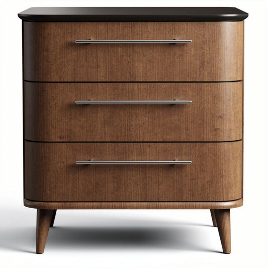 Houten ladekast met drie lades en zwart bovenblad 80 x 40 x 90cm