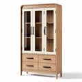 Houten kast met glazen deuren en lades van 80 x 40 x 180cm